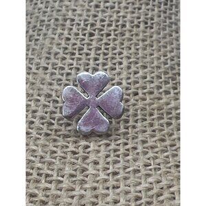 Vintage Sterling Silver Four Leaf Clover Lapel Pin Hat  2.11g 0.5" Width 4H